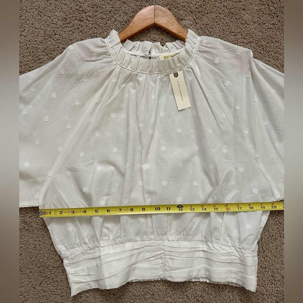 NWT Anthropologie Maeve Polka Dot Puffed-Sleeve Blouse 14 - Picture 13 of 15